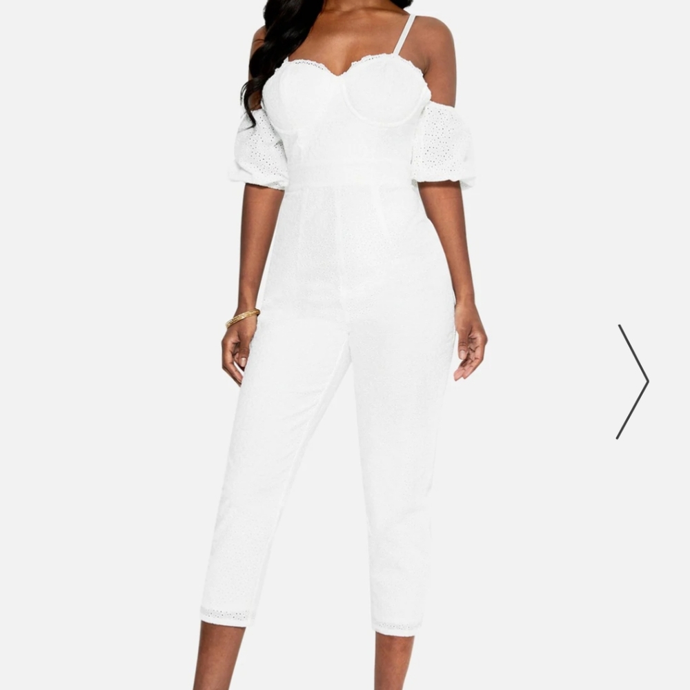 Bebe eyelet bustier jumpsuit romper